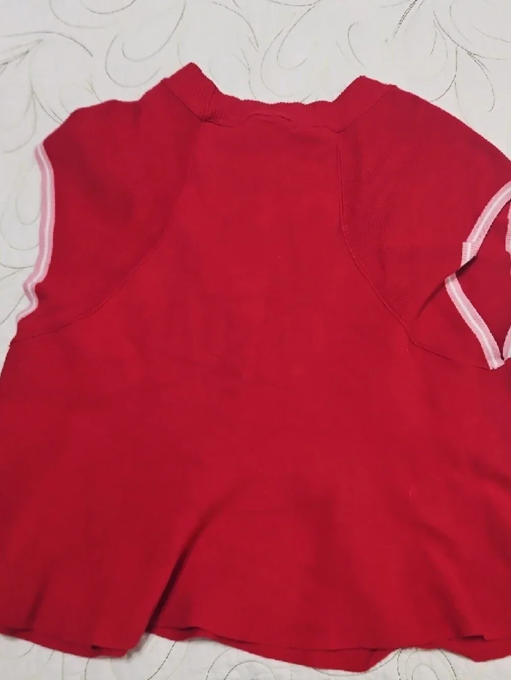 Maeve Bright Red Sleeveless Knit Shell with Contrast Trim - Picture 5 of 5